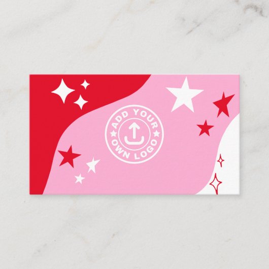 ブランドはっきりしたピンクレッドホワイトスターズのビジネスロゴ 名刺 (正面)