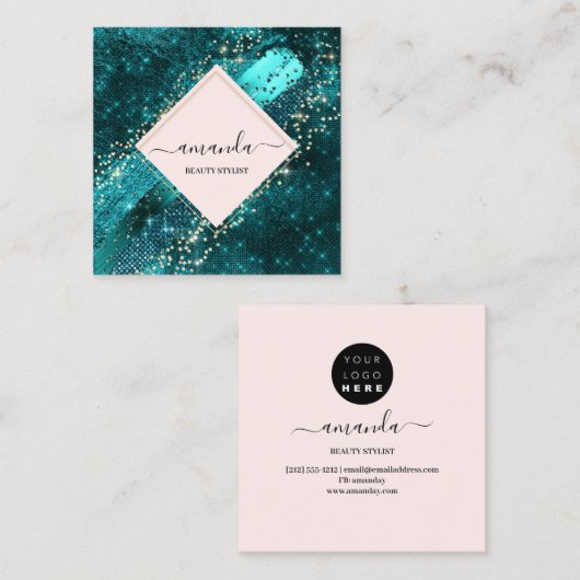 ブランドをプロフェッショナル枠の金ゴールドで強化 スクエア名刺 (正面/裏面)