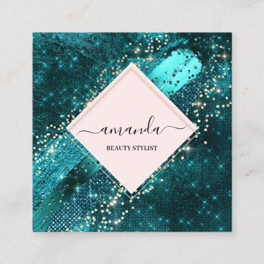 ブランドをプロフェッショナル枠の金ゴールドで強化 スクエア名刺 (正面)