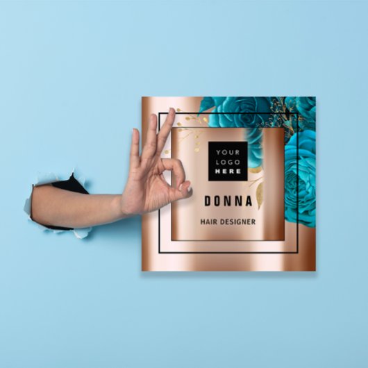 ブランドを高カスタムめるロゴQRコードバラ スクエア名刺