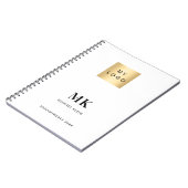 ブランドカラーのイニシャルモノグラムビジネス ノートブック (左側)