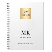 ブランドカラーのイニシャルモノグラムビジネス ノートブック (正面)