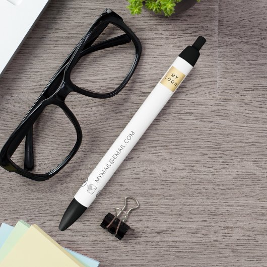 ブランドカラービジネスロゴ名電話メールWebサイト 黒ボールペン