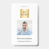 ブランドカラー写真名QRコードビジネスロゴ バッジ (Front)