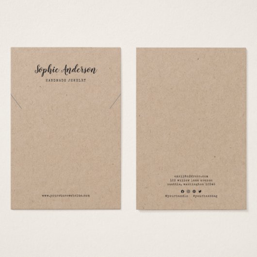 ブランドスクリプトタイプライターネックレスディスプレイカードの追加 (正面&裏面)