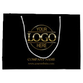 ブランドブラック&金ゴールドのビジネスロゴプロモーション ラージペーパーバッグ (裏面)