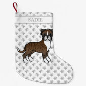 ブランドボクサーかわいい漫画の犬と名前 スモールクリスマスストッキング (正面)