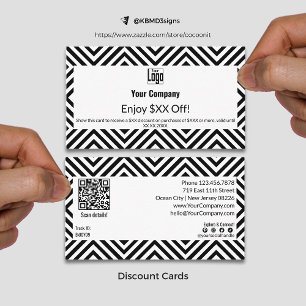 ブランドロイヤリティモダン白黒$XX 割引カード