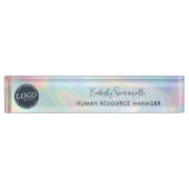 ブランドロゴを追加するホログラフィックビジネス従業員 デスクネームプレート (正面)