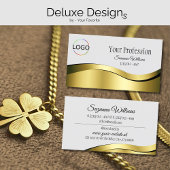 ブランドロゴ付きライトグレーの波状金ゴールドデコール 名刺