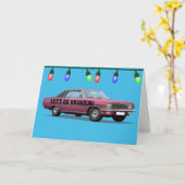 ブランドンに進め！ クラシックカーのクリスマスカード カード (黄色い花)