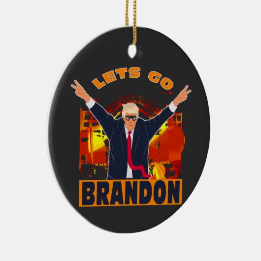 ブランドンアンチバイデン氏トランプ政治おもしろいへ セラミックオーナメント (右)