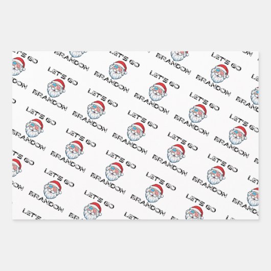 ブランドンジョーバイデン氏サンタのクリスマスラッピン行こう ラッピングペーパーシート (正面)