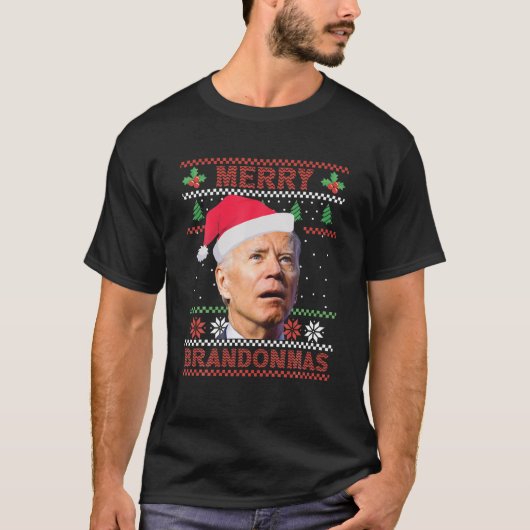 ブランドンメリーマスブランドンアンチバイデン氏醜いクリスマス Tシャツ (正面)