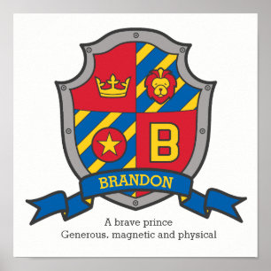 ブランドン少年の名前の意味heraldryシールド文字B ポスター