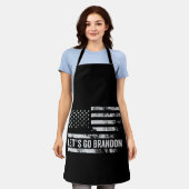 ブランドン愛国的なアメリカおもしろい国旗を出そう エプロン (着用した状態)