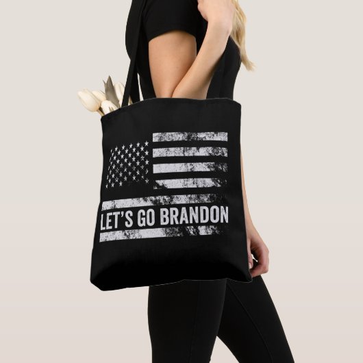 ブランドン愛国的なアメリカおもしろい国旗を出そう トートバッグ (クローズアップ)