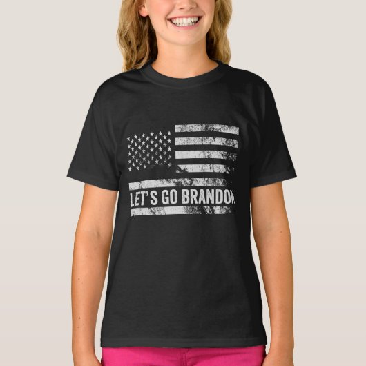 ブランドン愛国的なアメリカおもしろい国旗を出そう Tシャツ (正面)