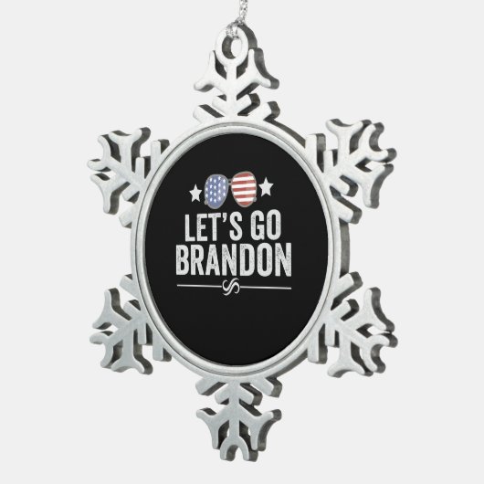 ブランドン愛国的なアメリカのサングラスに行こう スノーフレークピューターオーナメント (右)