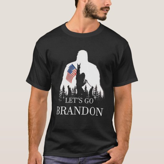 ブランドン米国国旗のビッグフットに行こう Tシャツ (正面)