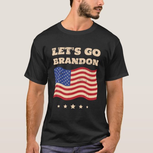 ブランドン米国国旗を出そうおもしろい Tシャツ (正面)