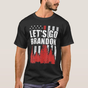 ブランドン薄い赤線の米国国旗に行こう Tシャツ