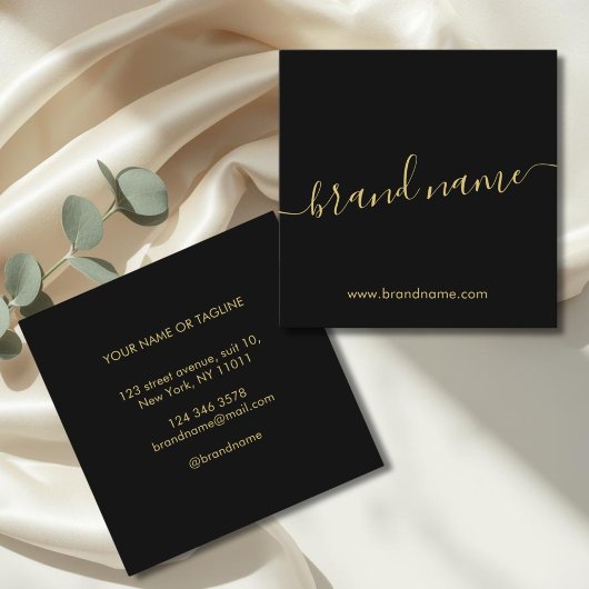 ブランド名のミニマルモダンリストブラックを追加 スクエア名刺