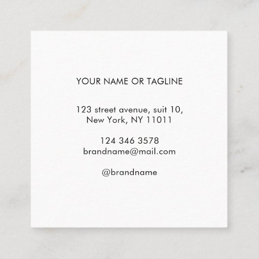 ブランド名のミニマルモダンリストホワイトを追加 スクエア名刺 (裏面)