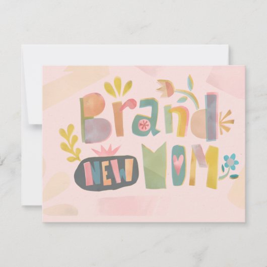 ブランド新しい母の母の日フローラレタリング 招待状 (正面)