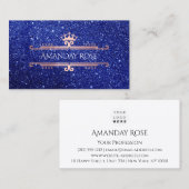 ブランド王室の名バラホワイトブルーネイビーグリッター 名刺 (正面/裏面)