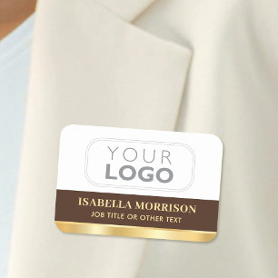 ブランド スタッフ 名札 ブラウン ゴールド マグネット または ピン