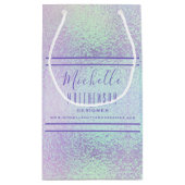 ブランド・ピンク・ホログラフィック・プロモーション・シック・ビジネス スモールペーパーバッグ (裏面)