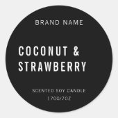 ブランド&香りブラックミニマリストキャンドルラベル ラウンドシール (正面)