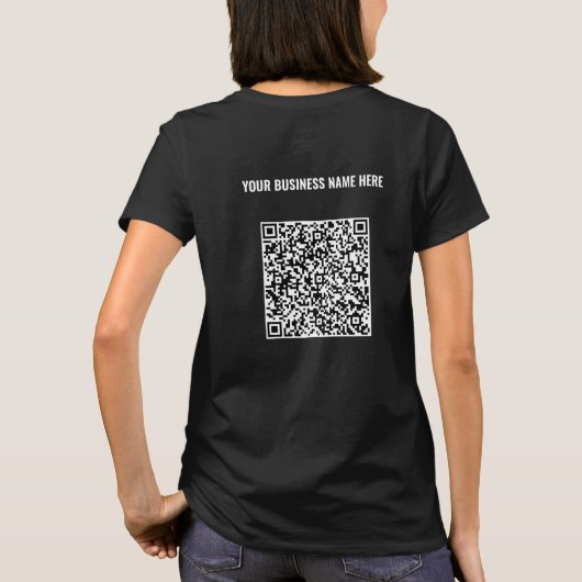 ブランドQRコードとテキストのビジネスTシャツ例 Tシャツ (裏面)