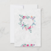 ブランピンクの水彩花モチーフのハート型結婚式 招待状 (正面)