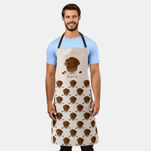 ブランマフィンタンブラウンマンガキャラクターネームフード エプロン (着用した状態)