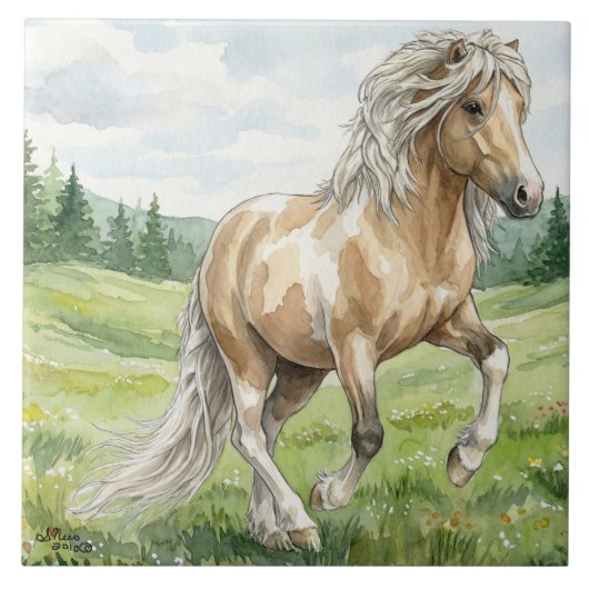 ブラーナ・ピント・パロミノ アイスランドの水彩画 タイル (正面)