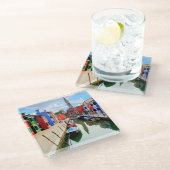 ブラーノ，イタリイタリアンアカラフルハウス&ボートカナル ガラスコースター (アングル)