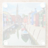 ブラーノ，イタリイタリアンアカラフルハウス&ボートカナル ガラスコースター (裏面)