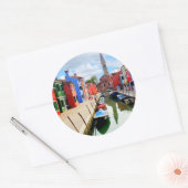 ブラーノ,イタリイタリアンアカラフルハウス&ボートカナル ラウンドシール (封筒)