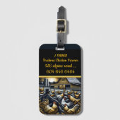 ブラーマチキンキーパーと農場でのサンライズ ラゲッジタグ (正面縦)