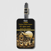 ブラーマチキン農家が夕暮れ時に群がる ラゲッジタグ (正面縦)