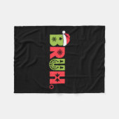 ブラーメリークリスマスファミリーマッチングパジャマサンタ フリースブランケット (正面(横))