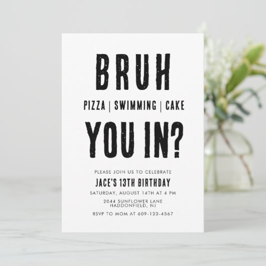 ブラ入った?スイミングボーイ誕生日 招待状 (スタンド正面)