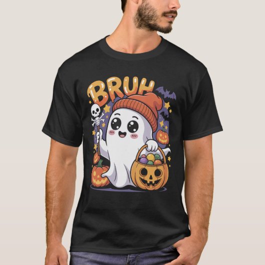 ブラ幽霊ハッピーハローウィントリックアトリートカボチャ Tシャツ (正面)
