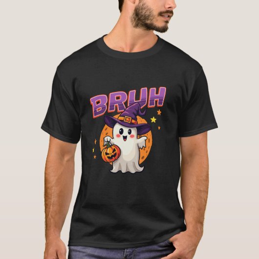 ブラ幽霊ハロウィンおもしろい幽霊衣装ウィッチハット Tシャツ (正面)
