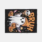 ブラ幽霊ハロウィーンかわいい幽霊のトリックまたはトリートカバー フリースブランケット (正面(横))
