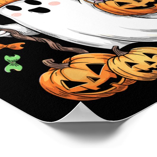 ブラ幽霊ハロウィーンかわいい幽霊のトリックまたはトリートカバー ポスター (角)