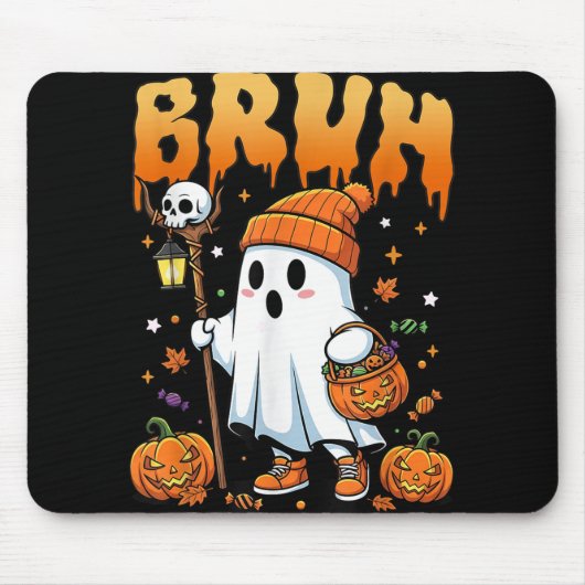 ブラ幽霊ハロウィーンかわいい幽霊のトリックまたはトリートカバー マウスパッド (正面)