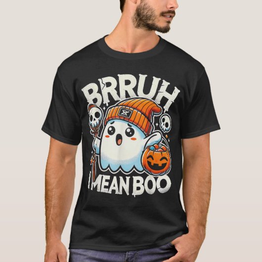 ブラ幽霊ハロウィーン幽霊ブー私はブー飴の意 Tシャツ (正面)